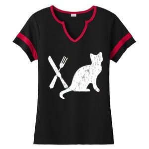 Retro Eat Pussy Funny Cat Spoon Ladies Halftime Notch Neck Tee