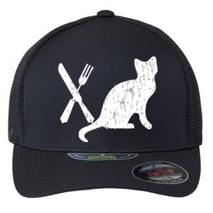 Retro Eat Pussy Funny Cat Spoon Flexfit Unipanel Trucker Cap