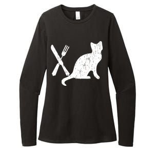 Retro Eat Pussy Funny Cat Spoon Womens CVC Long Sleeve Shirt