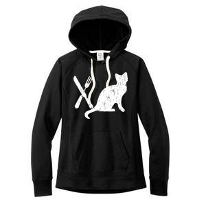 Retro Eat Pussy Funny Cat Spoon Women's Fleece Hoodie