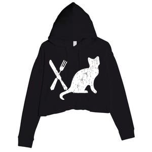 Retro Eat Pussy Funny Cat Spoon Crop Fleece Hoodie