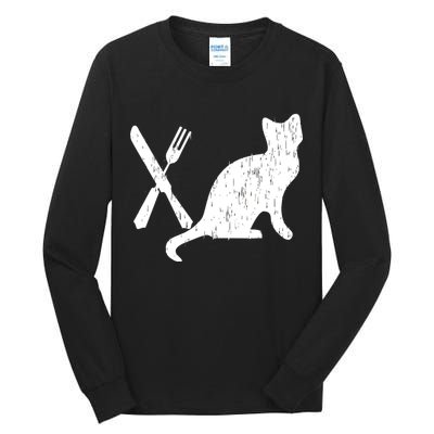 Retro Eat Pussy Funny Cat Spoon Tall Long Sleeve T-Shirt