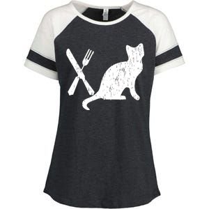 Retro Eat Pussy Funny Cat Spoon Enza Ladies Jersey Colorblock Tee