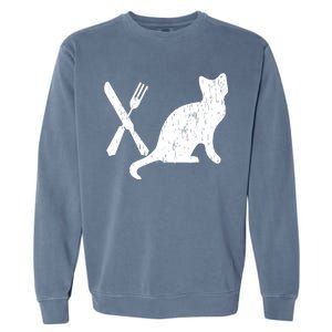 Retro Eat Pussy Funny Cat Spoon Garment-Dyed Sweatshirt