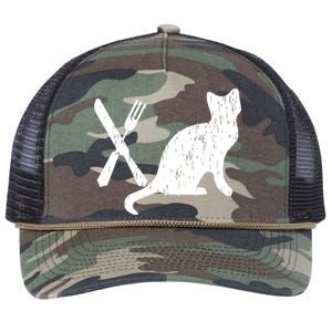 Retro Eat Pussy Funny Cat Spoon Retro Rope Trucker Hat Cap