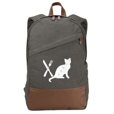 Retro Eat Pussy Funny Cat Spoon Cotton Canvas Backpack