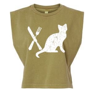 Retro Eat Pussy Funny Cat Spoon Garment-Dyed Women's Muscle Tee