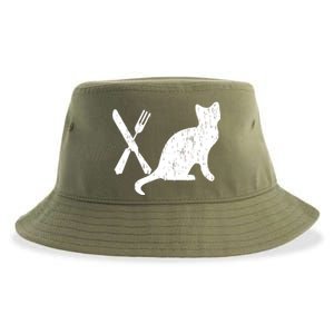 Retro Eat Pussy Funny Cat Spoon Sustainable Bucket Hat