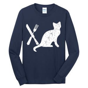 Retro Eat Pussy Funny Cat Spoon Tall Long Sleeve T-Shirt