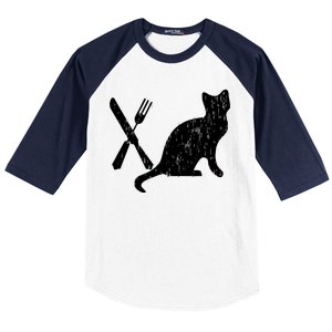 Retro Eat Pussy Funny Cat Spoon Baseball Sleeve Shirt