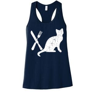 Retro Eat Pussy Funny Cat Spoon Women's Racerback Tank