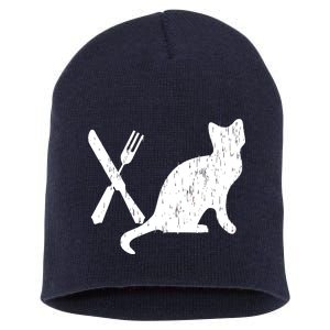 Retro Eat Pussy Funny Cat Spoon Short Acrylic Beanie