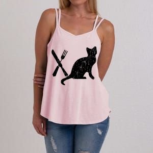 Retro Eat Pussy Funny Cat Spoon Women's Strappy Tank