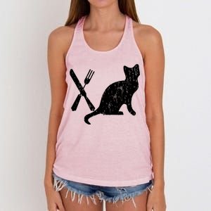 Retro Eat Pussy Funny Cat Spoon Women's Knotted Racerback Tank