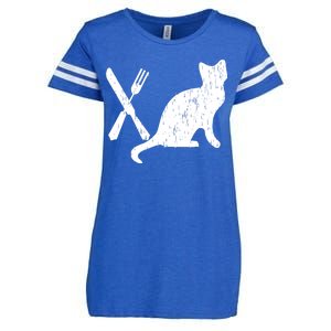 Retro Eat Pussy Funny Cat Spoon Enza Ladies Jersey Football T-Shirt