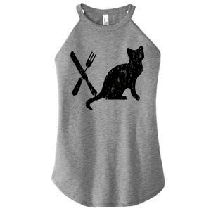 Retro Eat Pussy Funny Cat Spoon Women's Perfect Tri Rocker Tank