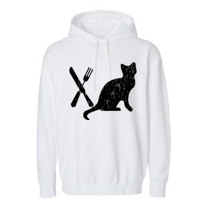 Retro Eat Pussy Funny Cat Spoon Garment-Dyed Fleece Hoodie