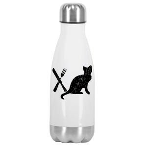 Retro Eat Pussy Funny Cat Spoon Stainless Steel Insulated Water Bottle