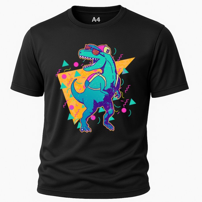 Retro Eighties Nineties Back to School TRex Dinosaur Cooling Performance Crew T-Shirt