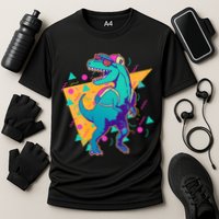 Retro Eighties Nineties Back to School TRex Dinosaur Cooling Performance Crew T-Shirt