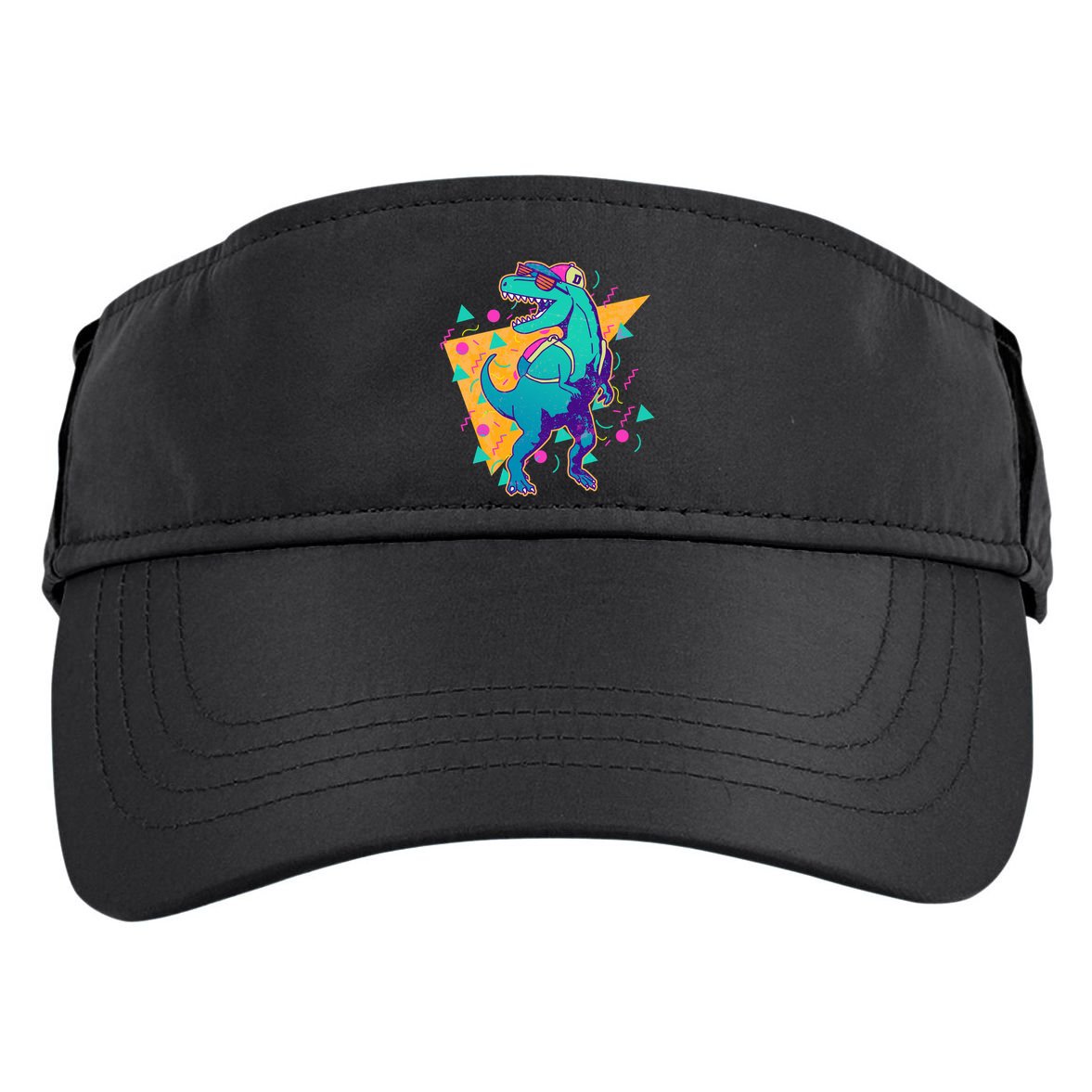 Retro Eighties Nineties Back to School TRex Dinosaur Adult Drive Performance Visor