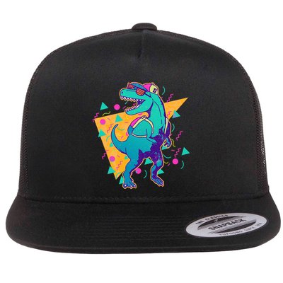 Retro Eighties Nineties Back to School TRex Dinosaur Flatbill Hat