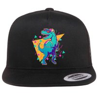 Retro Eighties Nineties Back to School TRex Dinosaur Flat Bill Trucker Hat