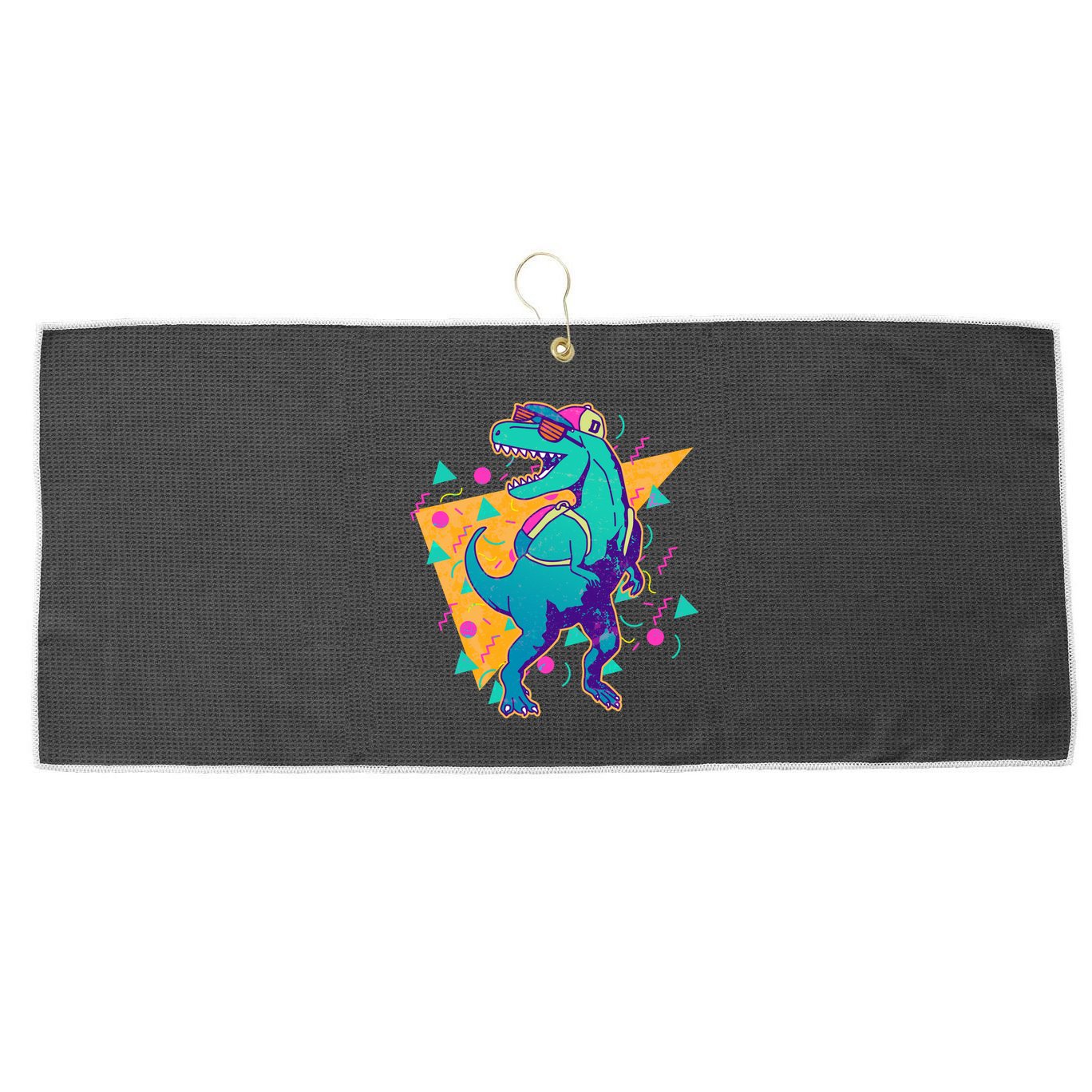 Retro Eighties Nineties Back to School TRex Dinosaur Large Microfiber Waffle Golf Towel
