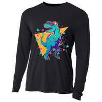 Retro Eighties Nineties Back to School TRex Dinosaur Cooling Performance Long Sleeve Crew