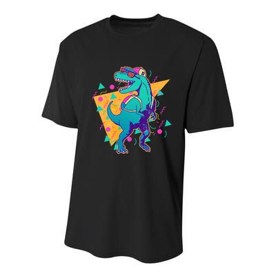 Retro Eighties Nineties Back to School TRex Dinosaur Youth Performance Sprint T-Shirt