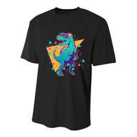 Retro Eighties Nineties Back to School TRex Dinosaur Youth Performance Sprint T-Shirt