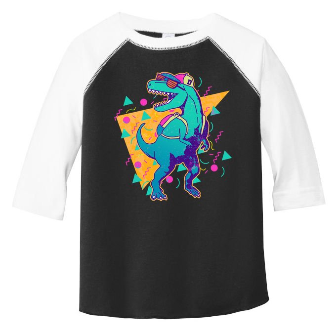 Retro Eighties Nineties Back to School TRex Dinosaur Toddler Fine Jersey T-Shirt