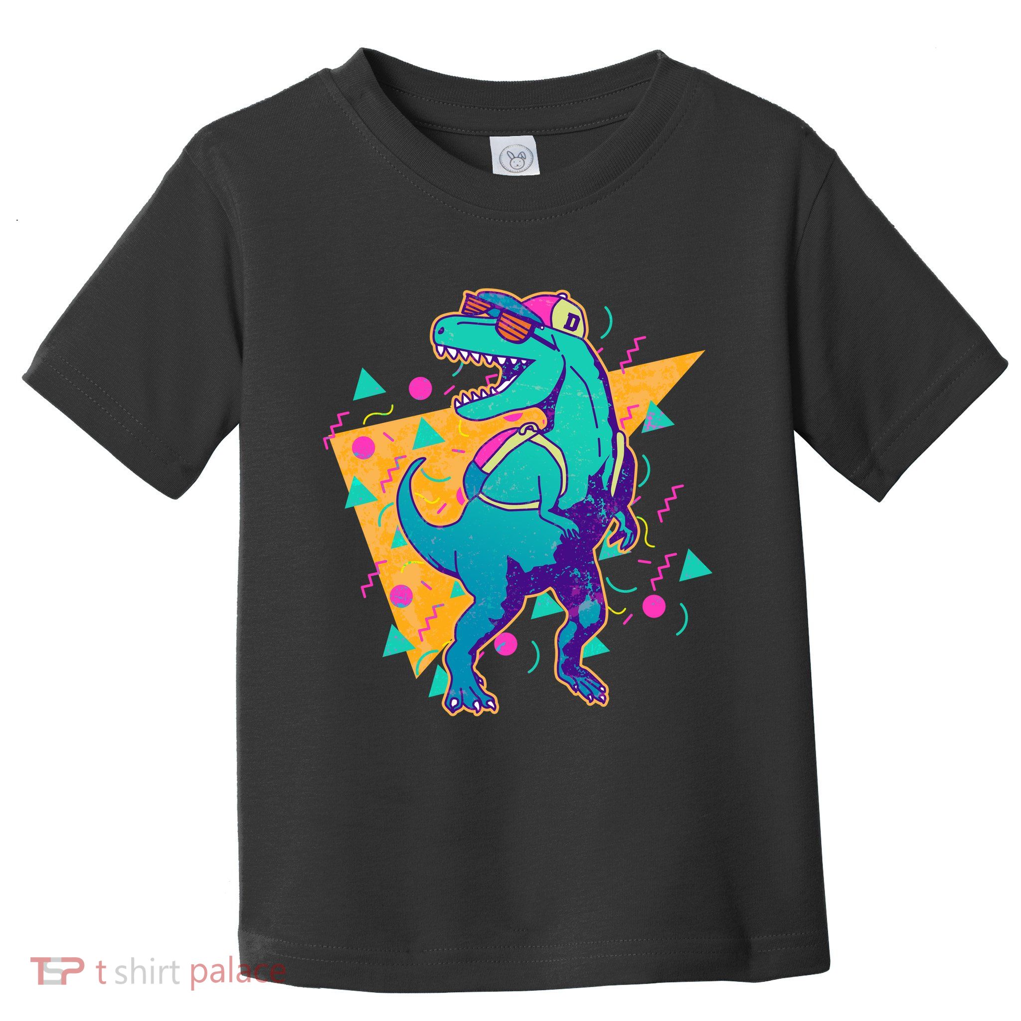Retro Eighties Nineties Back to School TRex Dinosaur Toddler T-Shirt