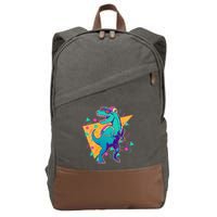 Retro Eighties Nineties Back to School TRex Dinosaur Cotton Canvas Backpack