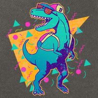 Retro Eighties Nineties Back to School TRex Dinosaur Cotton Canvas Backpack