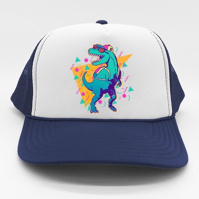 Retro Eighties Nineties Back to School TRex Dinosaur Trucker Hat