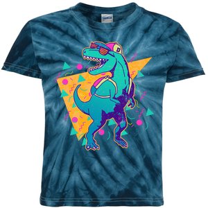 Retro Eighties Nineties Back to School TRex Dinosaur Kids Tie-Dye T-Shirt