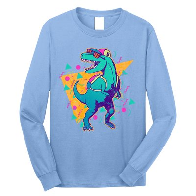 Retro Eighties Nineties Back to School TRex Dinosaur Long Sleeve Shirt