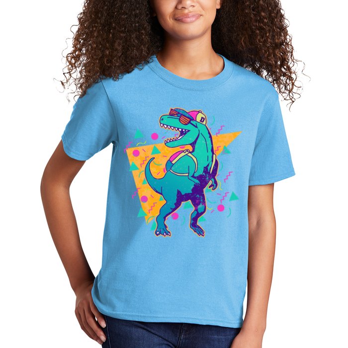 Retro Eighties Nineties Back to School TRex Dinosaur Kids T-Shirt