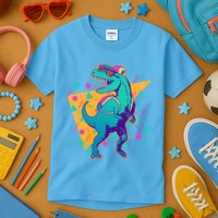Retro Eighties Nineties Back to School TRex Dinosaur Kids T-Shirt