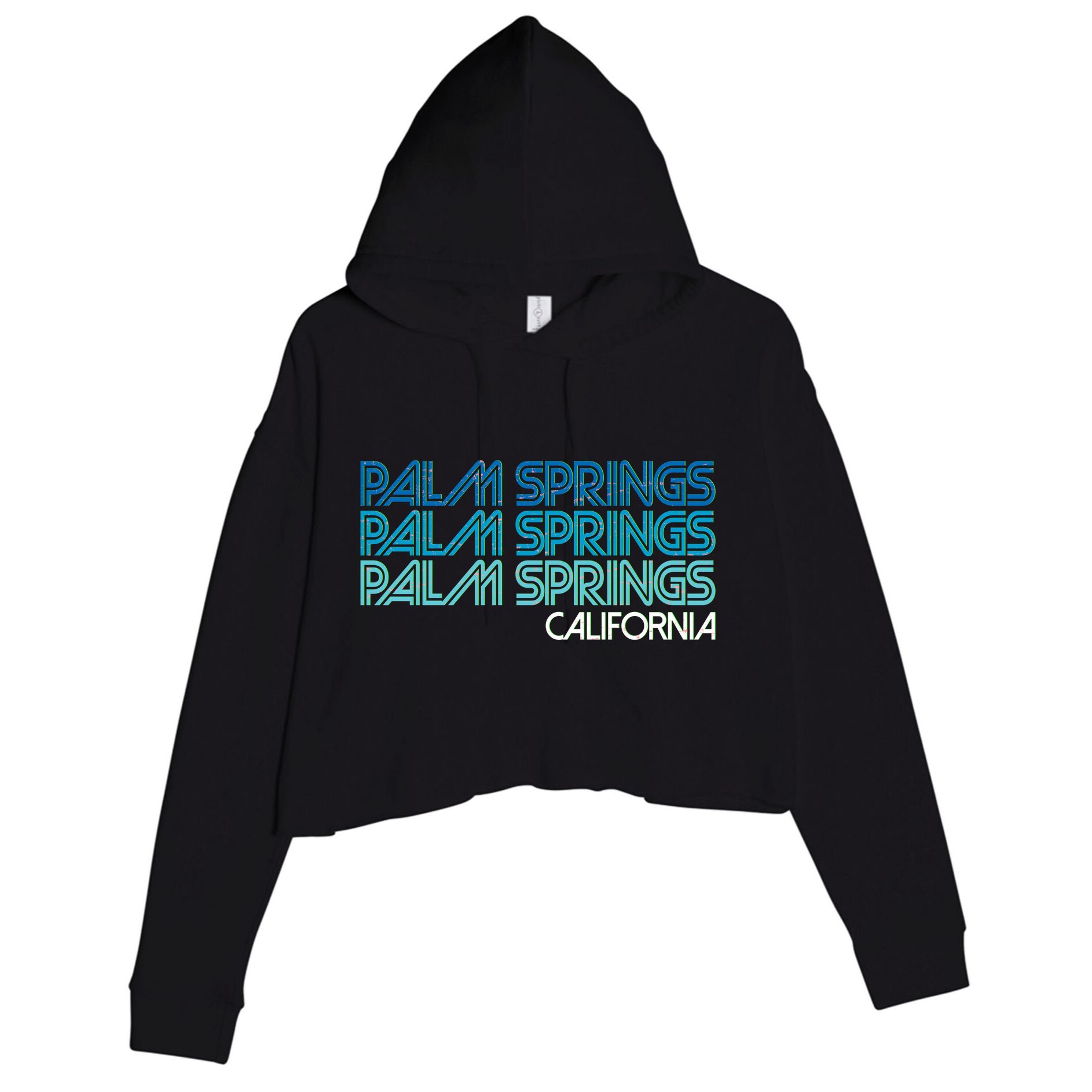 Retro Eighties Palm Springs California  Crop Fleece Hoodie