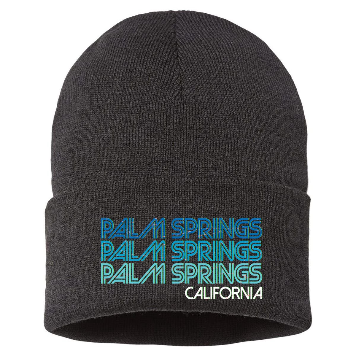 Retro Eighties Palm Springs California  Sustainable Knit Beanie