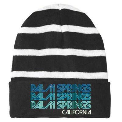 Retro Eighties Palm Springs California  Striped Beanie with Solid Band