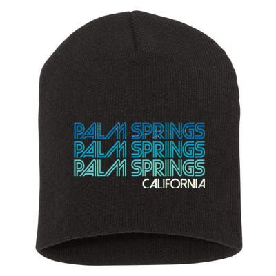 Retro Eighties Palm Springs California  Short Acrylic Beanie