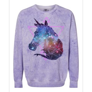 Retro Eighties Polygon Galaxy Unicorn Colorblast Crewneck Sweatshirt