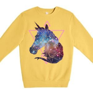 Retro Eighties Polygon Galaxy Unicorn Premium Crewneck Sweatshirt