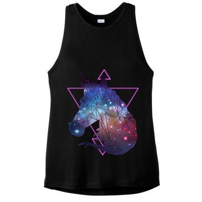Retro Eighties Polygon Galaxy Unicorn Ladies PosiCharge Tri-Blend Wicking Tank