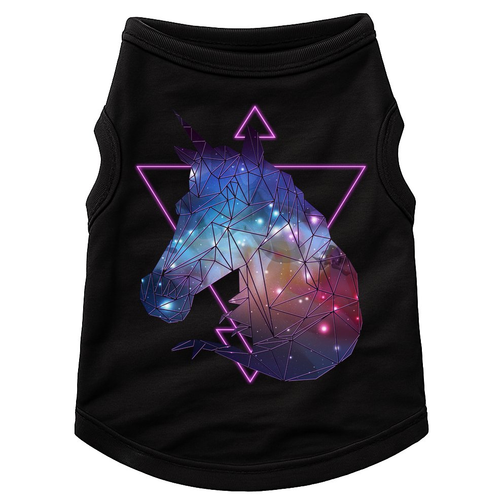 Retro Eighties Polygon Galaxy Unicorn Doggie Tank