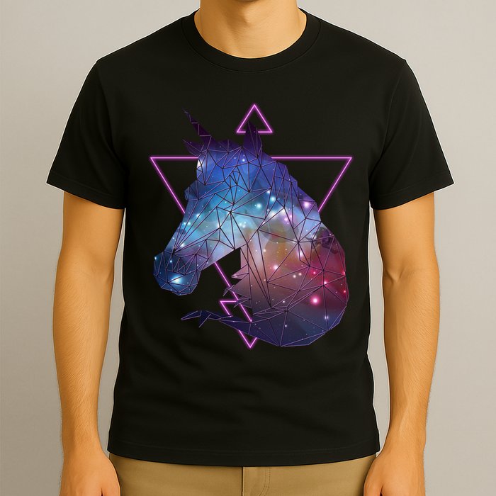Retro Eighties Polygon Galaxy Unicorn T-Shirt