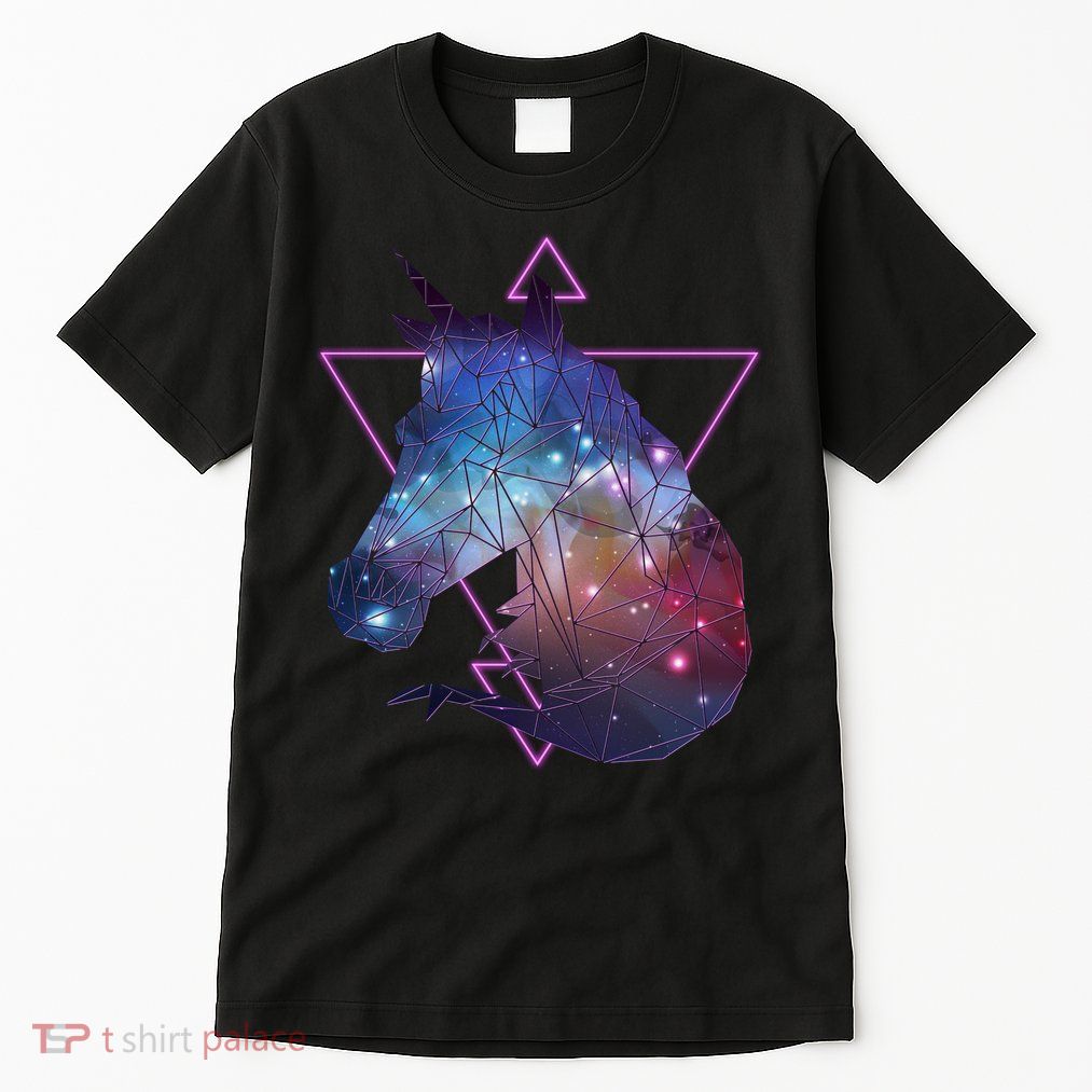 Retro Eighties Polygon Galaxy Unicorn Tall T-Shirt
